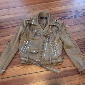 NWOT: Zara faux suede Moto jacket